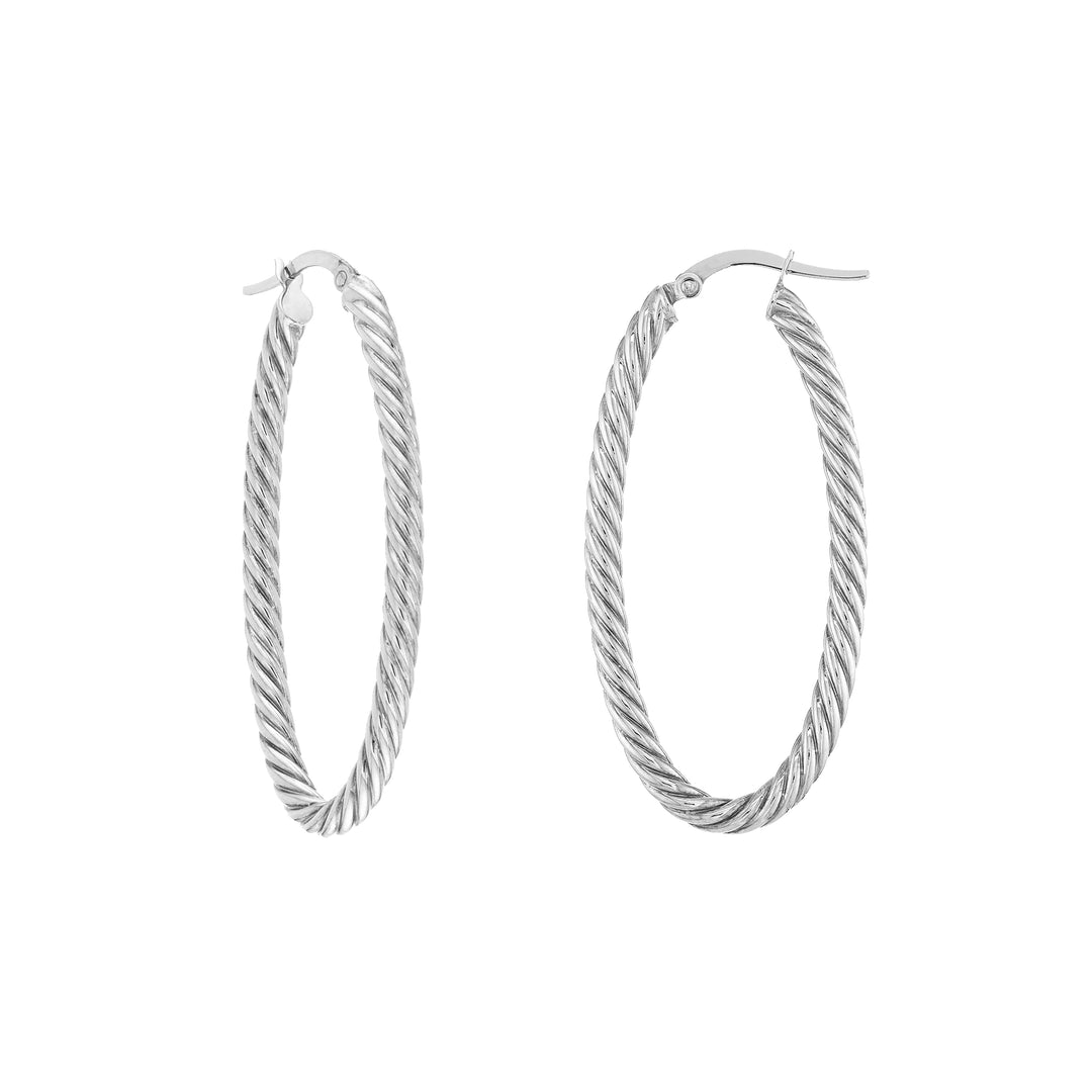 Oval Rope Twist Hoop Earrings