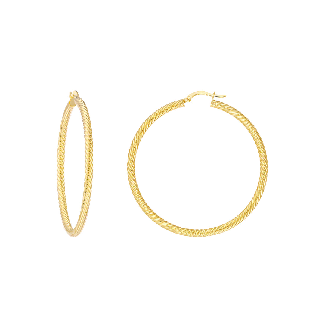 50mm Rope Twist Hoop Earrings