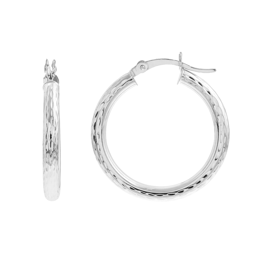 3x25mm Full D/C Round Hoop Earrings