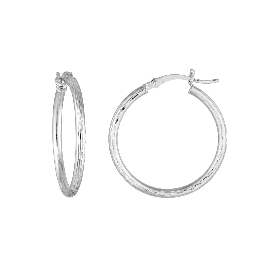 2mm x 25mm Diamond-Cut Hoop Earrings