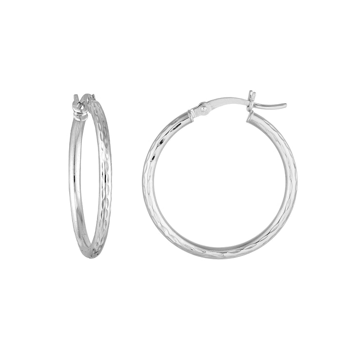 2mm x 25mm Diamond-Cut Hoop Earrings