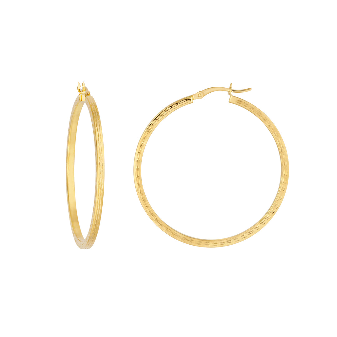 2 X 40mm Square Full D/C Hoop Earrings