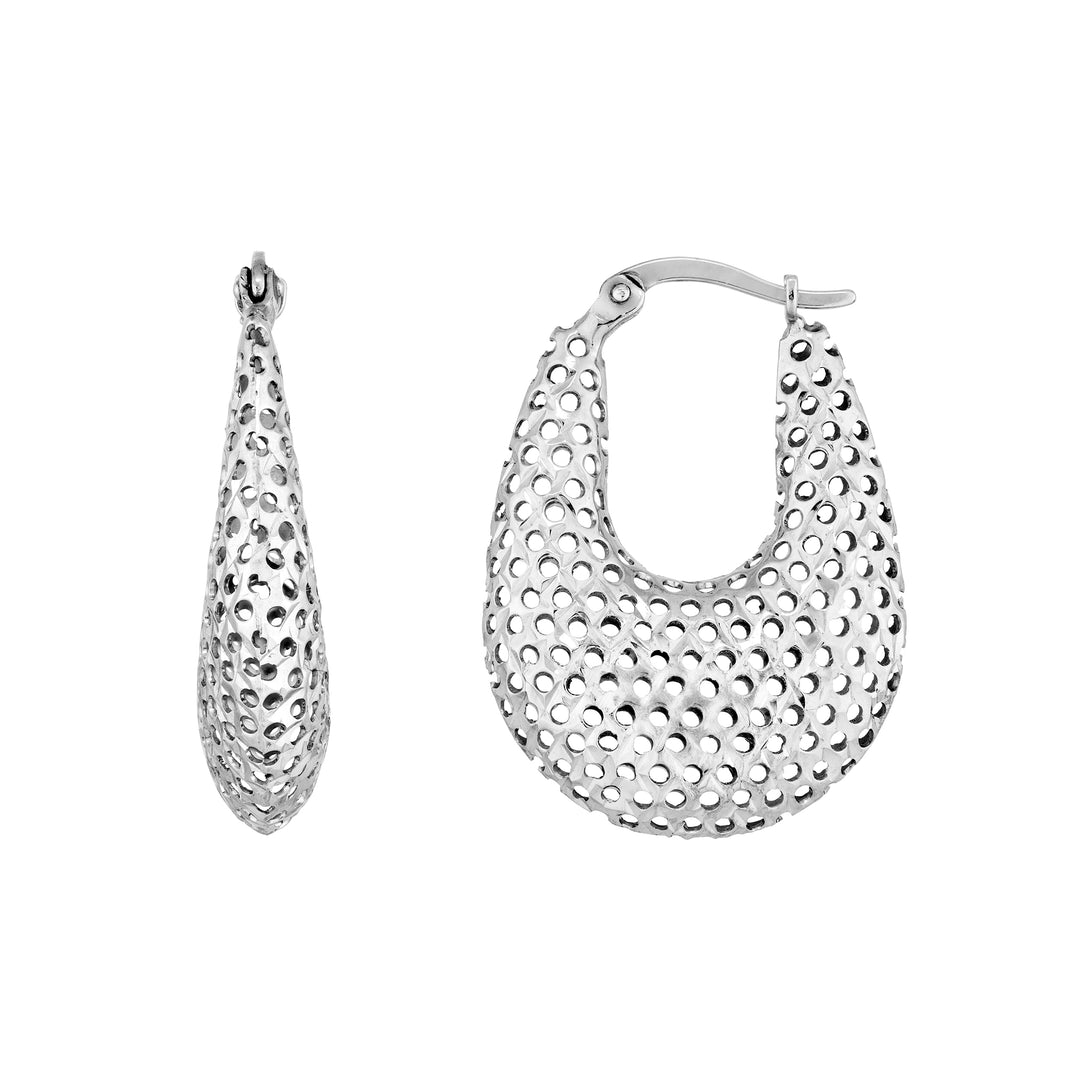 Plated Sterling Silver Horseshoe-Shape Cage Earrings