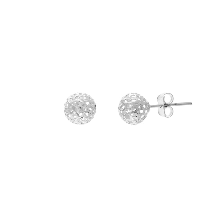 8mm Hollow Laser Ball Stud Earrings