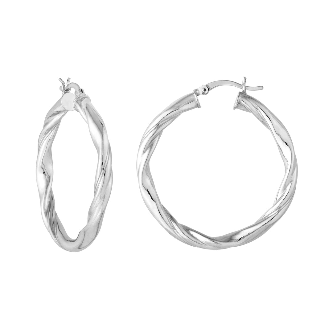 Sterling Silver Twisted Hoop Earrings