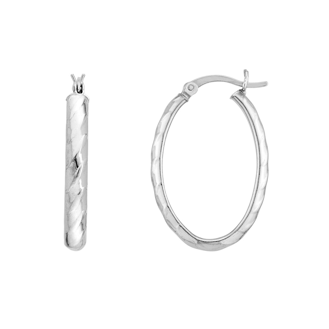 Semi-Twisted Oval Hoop Earrings