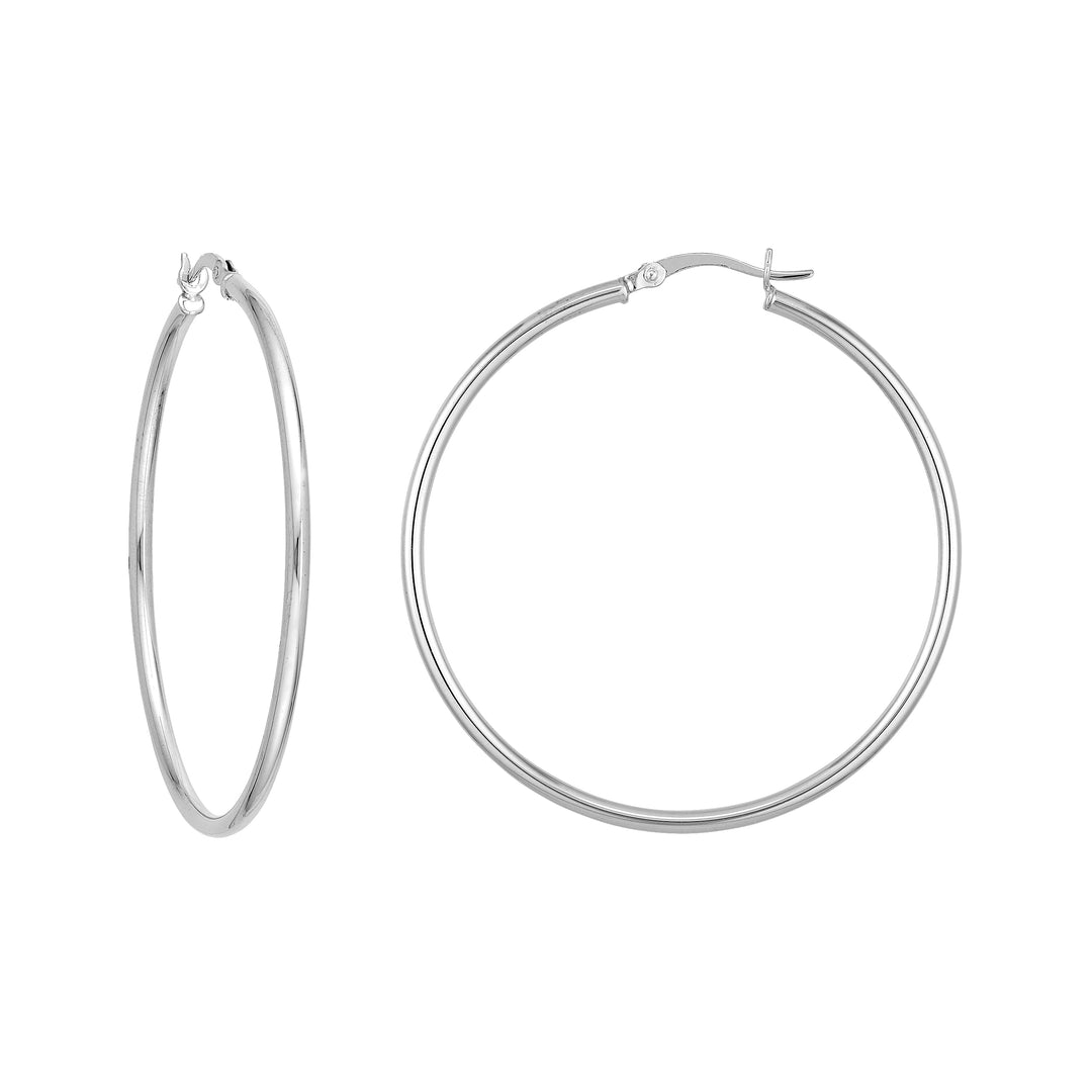 Sterling Silver 2mm x 45mm Polished Hoop Earrings