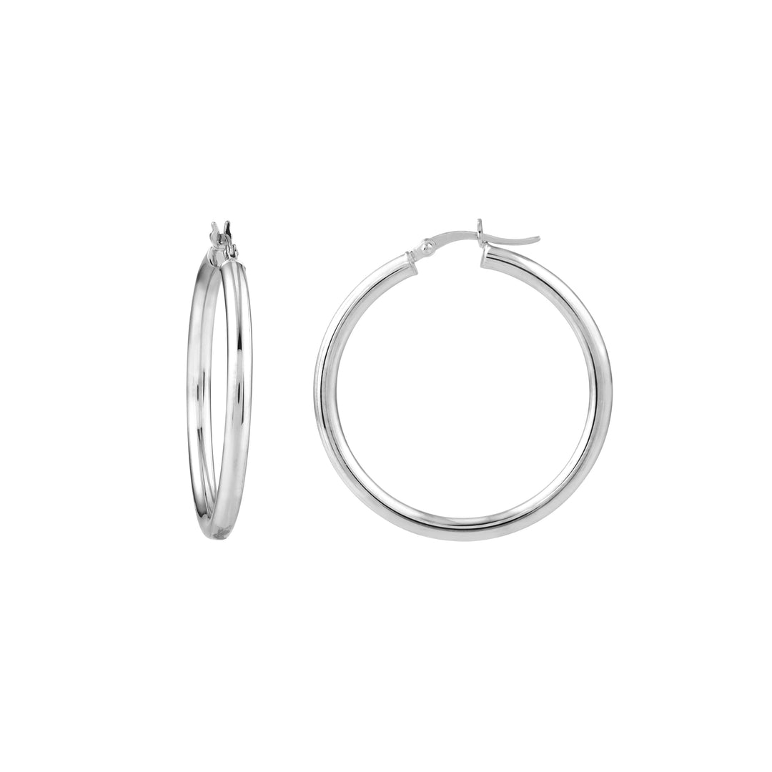 Sterling Silver 3mm x 35mm Polished Hoop Earrings