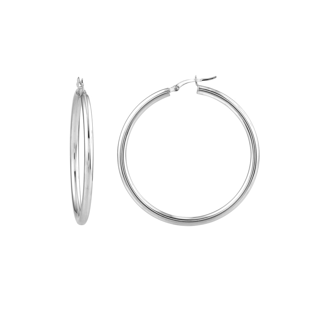 Sterling Silver 3mm x 45mm Polished Hoop Earrings