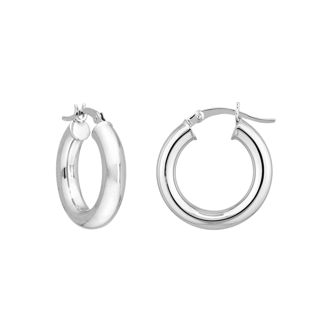 Sterling Silver 4mm x 20mm Polished Hoop Earrings