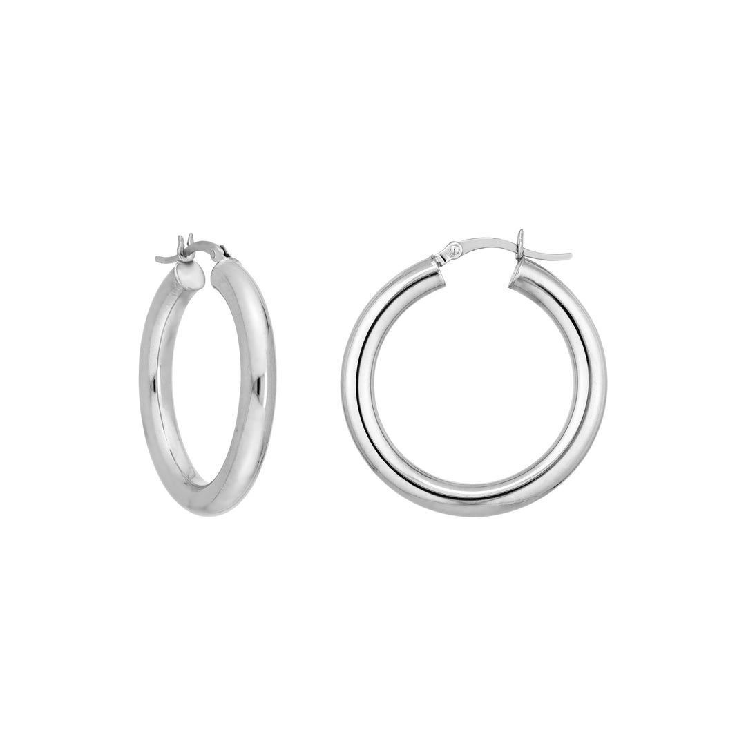 Sterling Silver 4mm x 30mm Polished Hoop Earrings