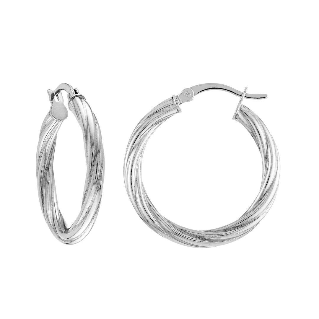 25mm High Polished Twist Hoop Earrings