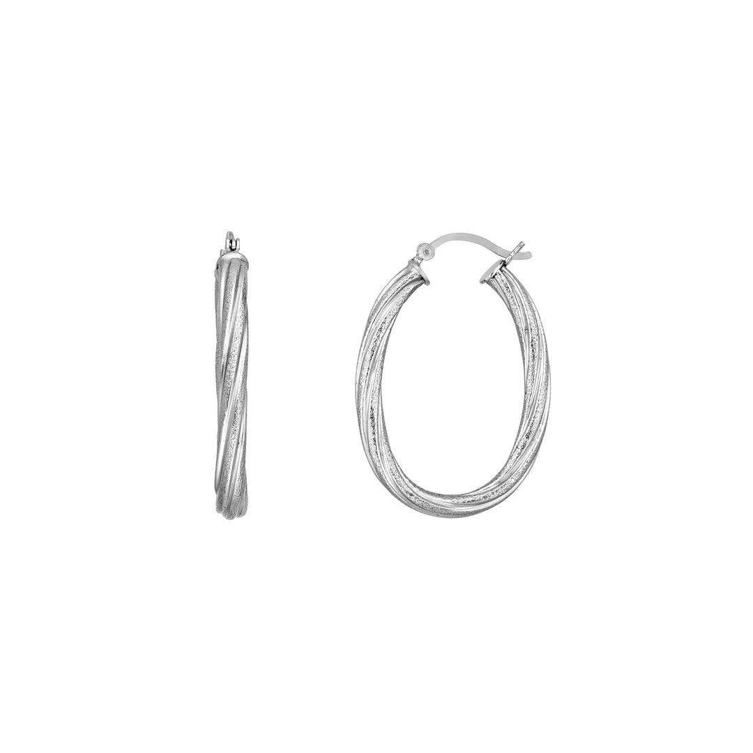 Twisted Brushed Oval Hoop Earrings