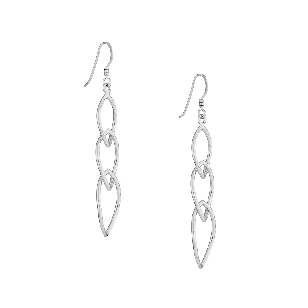 Plated Sterling Silver Marquise Trio Dangle Earrings