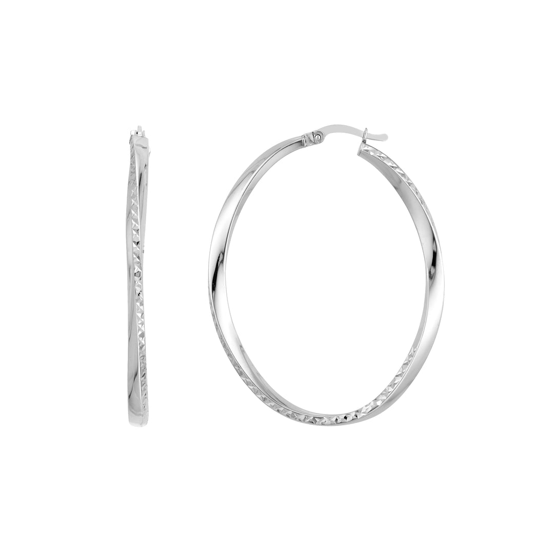 Oval D/C Twist Hoop Earrings