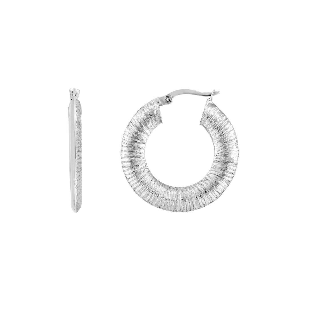 Sterling Silver Ribbed Hoop Earrings