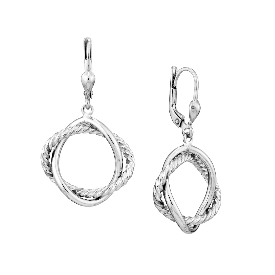 Plated Sterling Silver Intwined Oval Drop Earrings