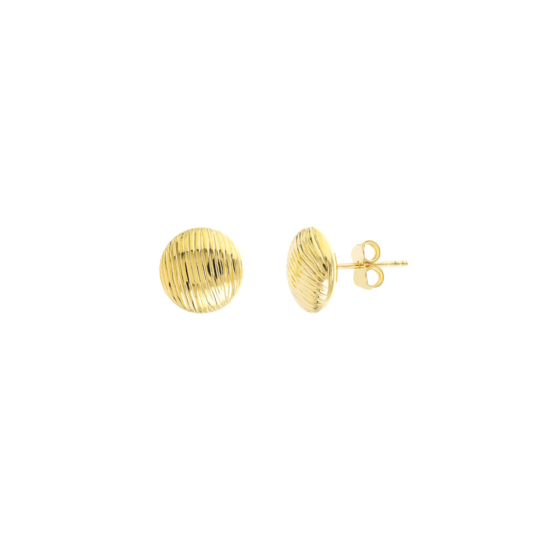 Ridged Button Stud Earrings on Post Back