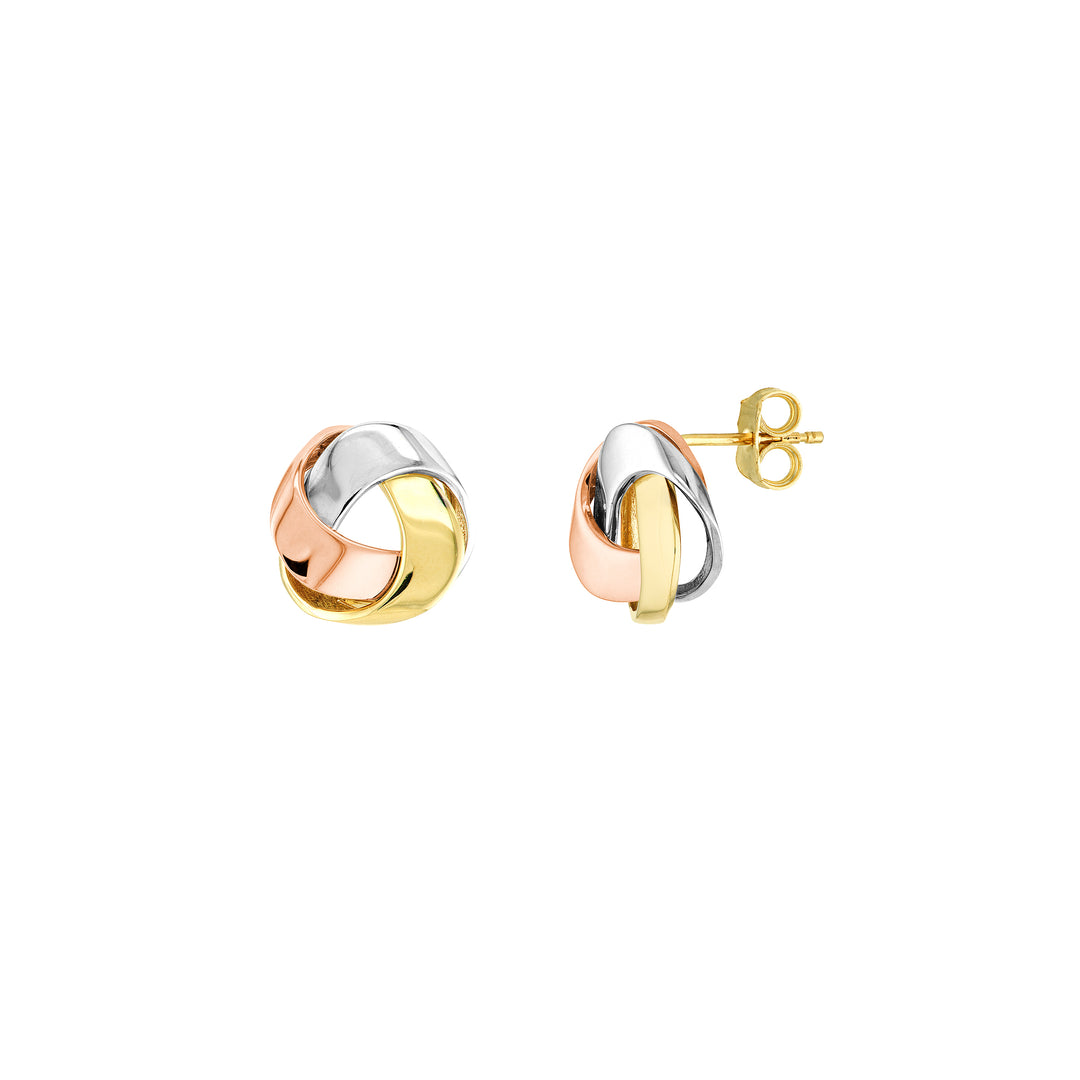 Tri-Color Flat Love Knot Stud Earrings