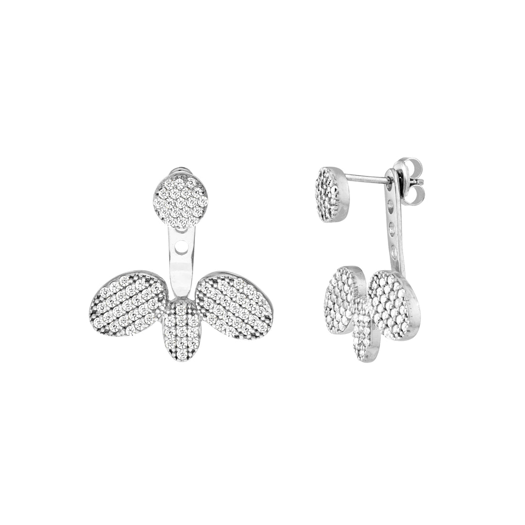 Sterling Silver CZ Diamond-Shape/Oval Trio Earring Jackets