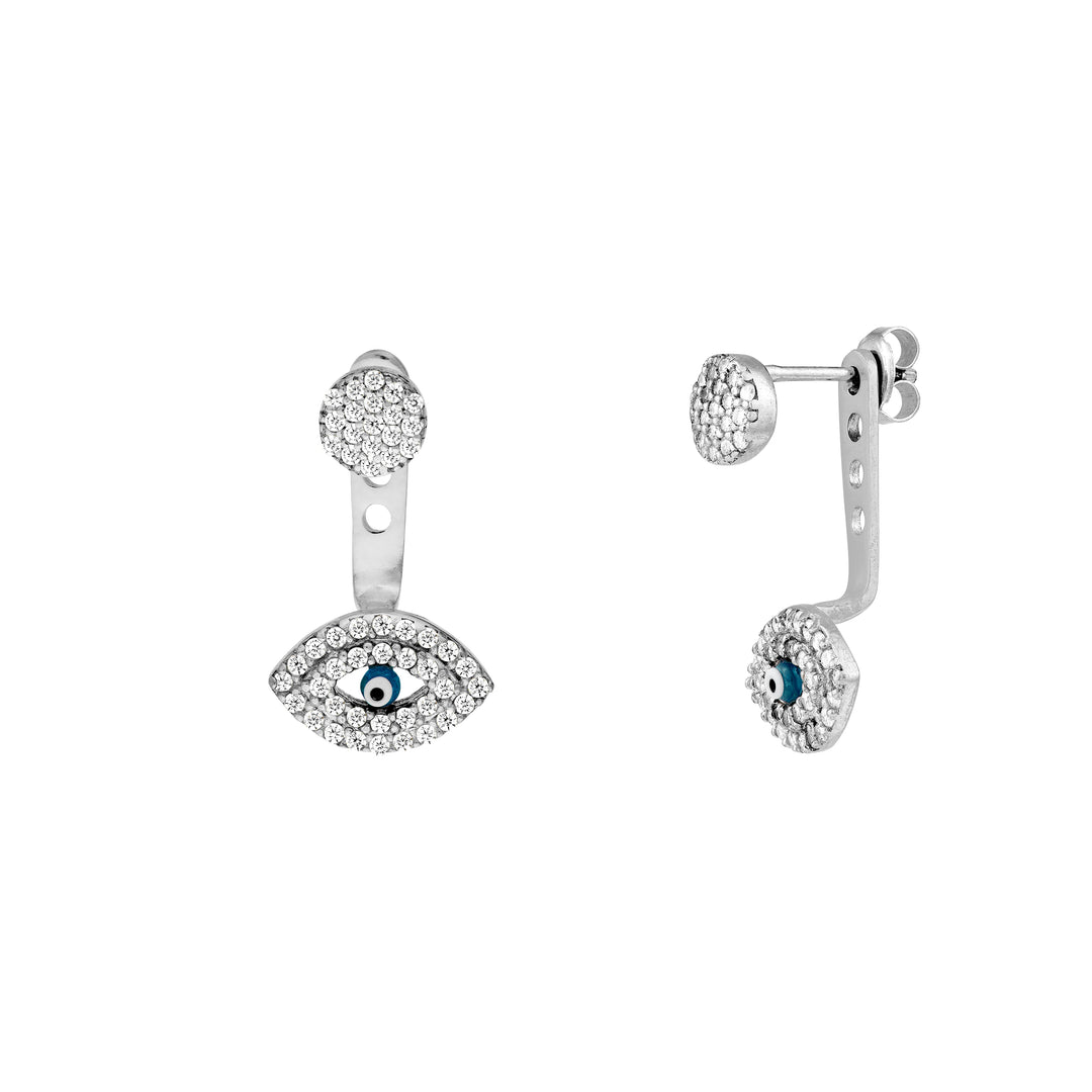 Sterling Silver CZ Diamond-Shape/Evil Eye Earring Jackets