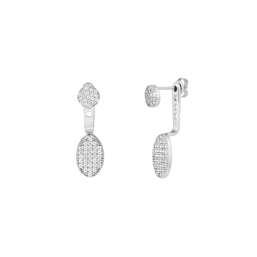 Sterling Silver CZ Teardrop and Oval Earring Jackets