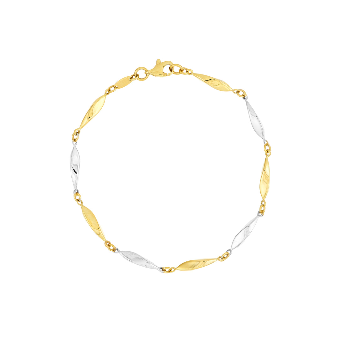 Two-Tone Long Marquise Link Bracelet