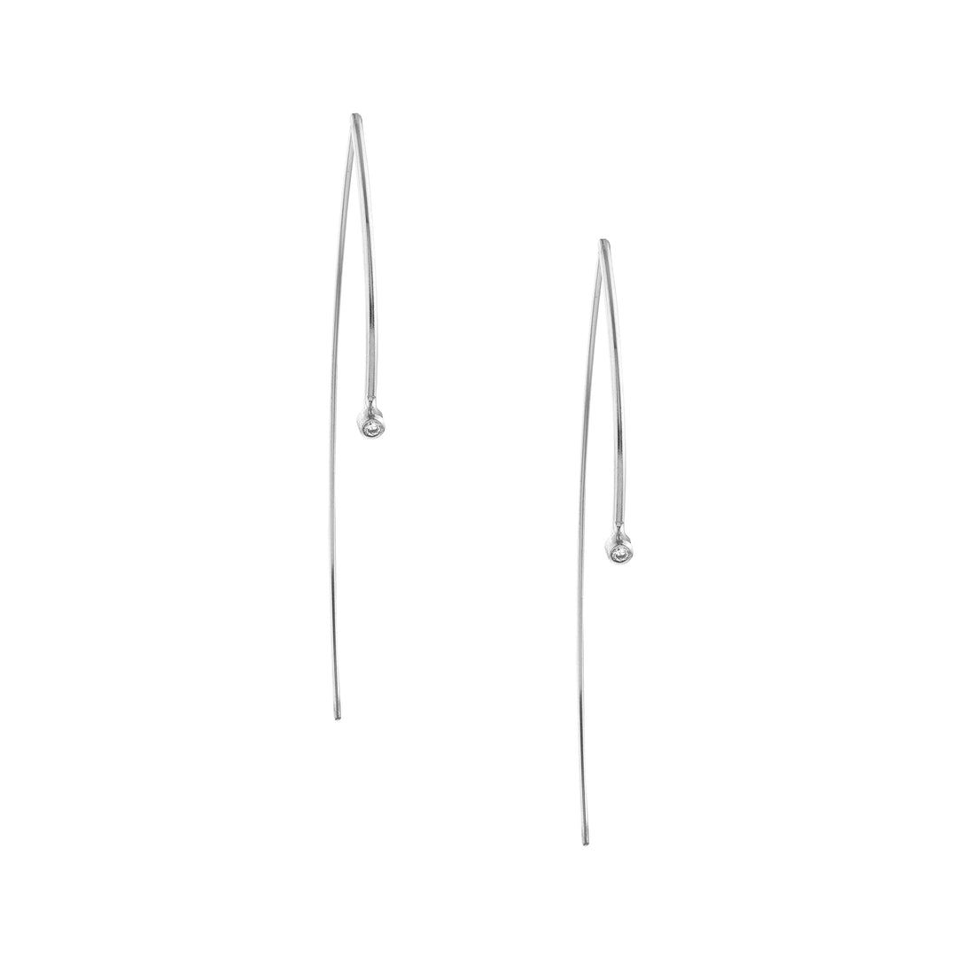 Sterling Silver Curved Wire Threader Earrings with Beads