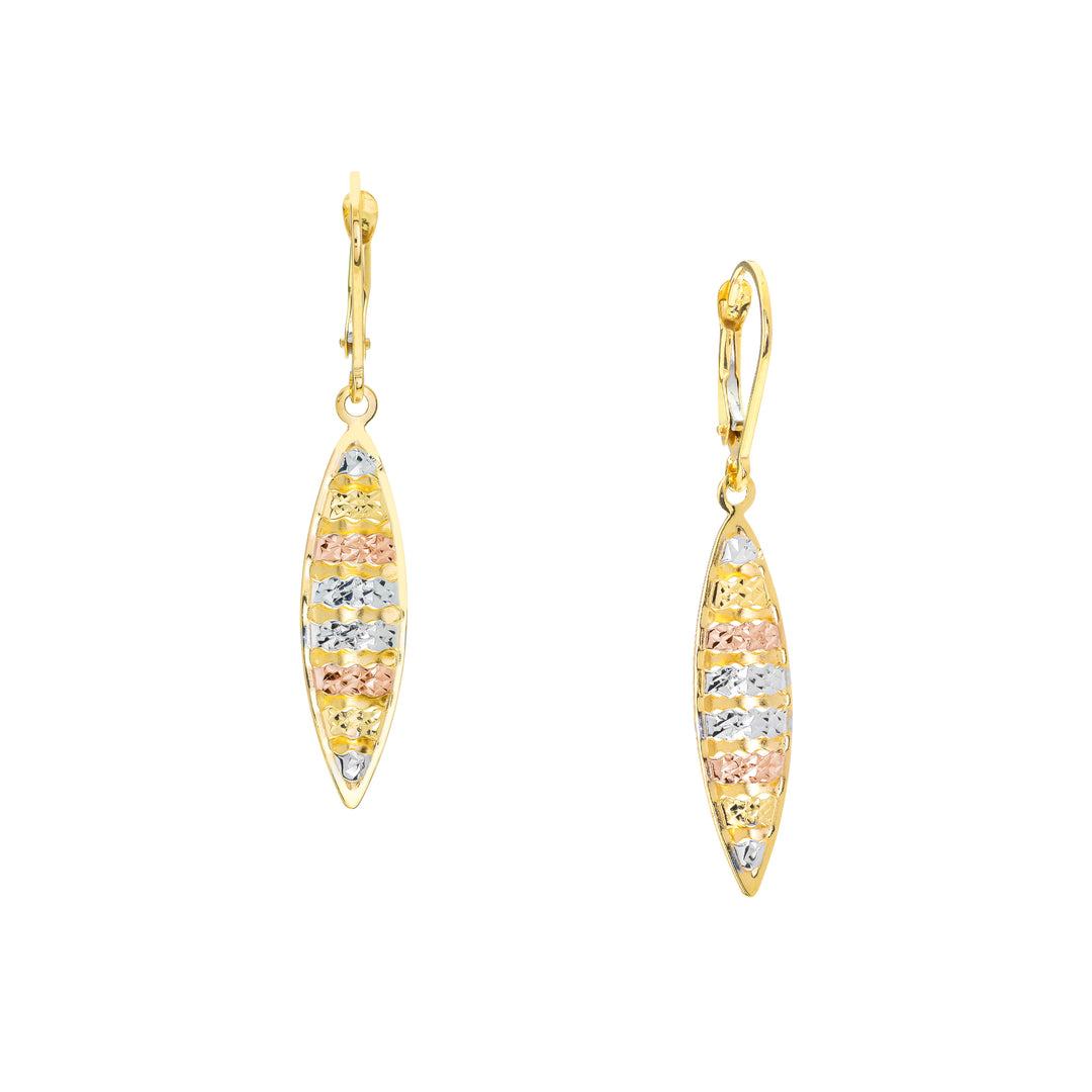 Tri-Color Striped Marquise Drop Earrings