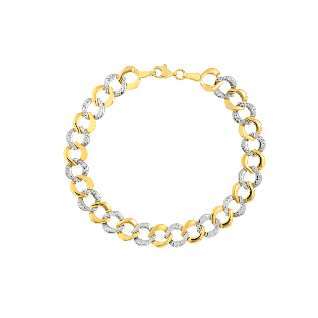 Two-Tone Flat Round Link Stampato Bracelet