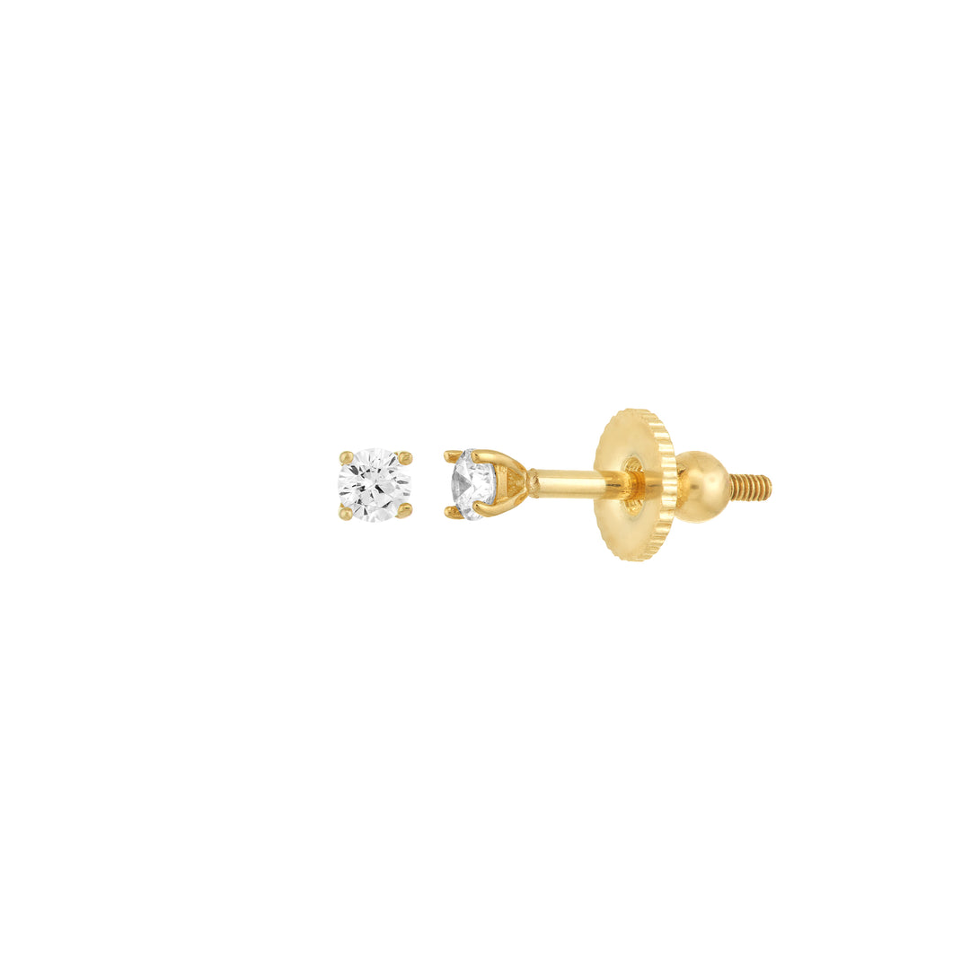 Childs Four-Prong CZ Stud Earrings with Screw Back