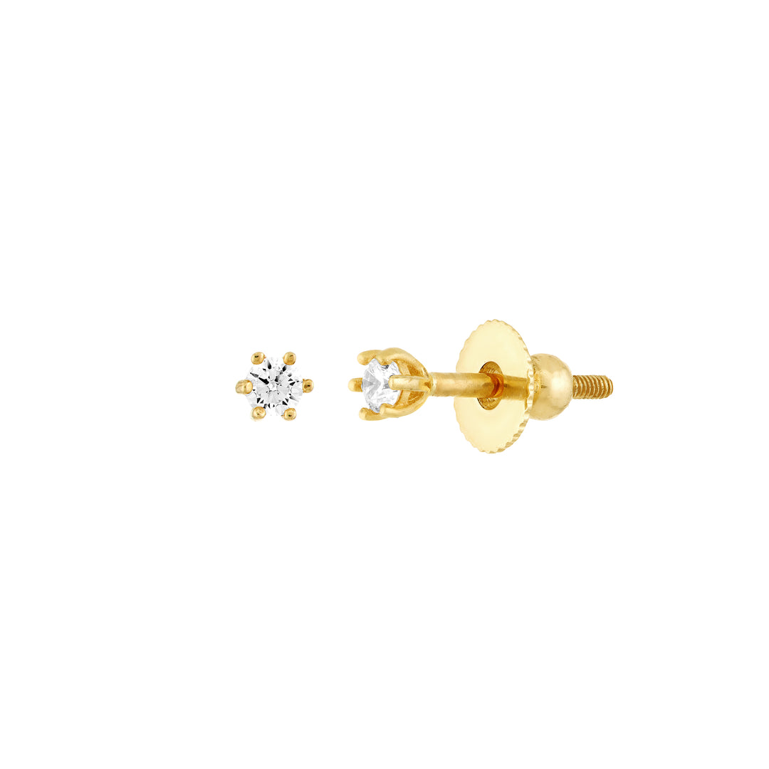 Childs Six-Prong CZ Stud Earrings with Screw Back