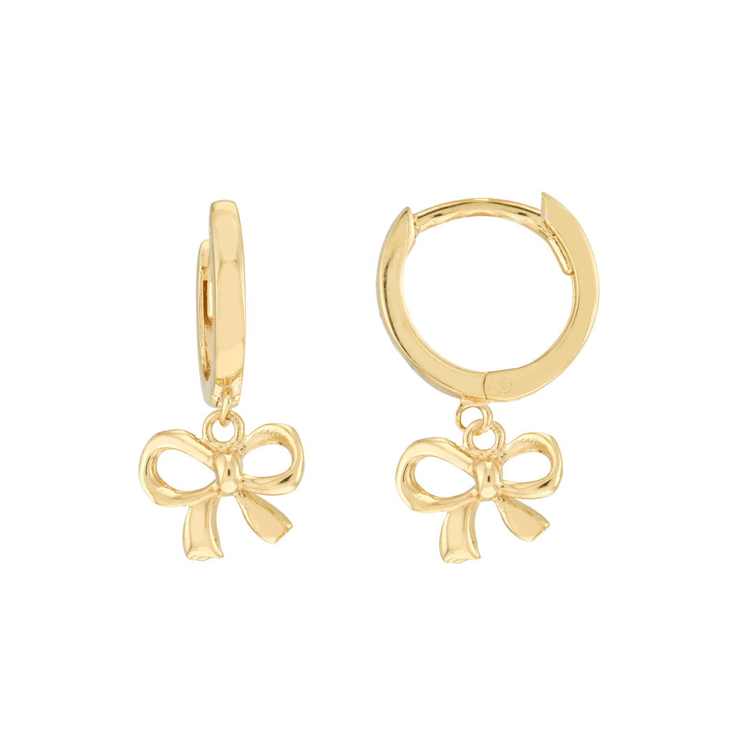 Mini Huggie Hoop Earrings with Bow Drop