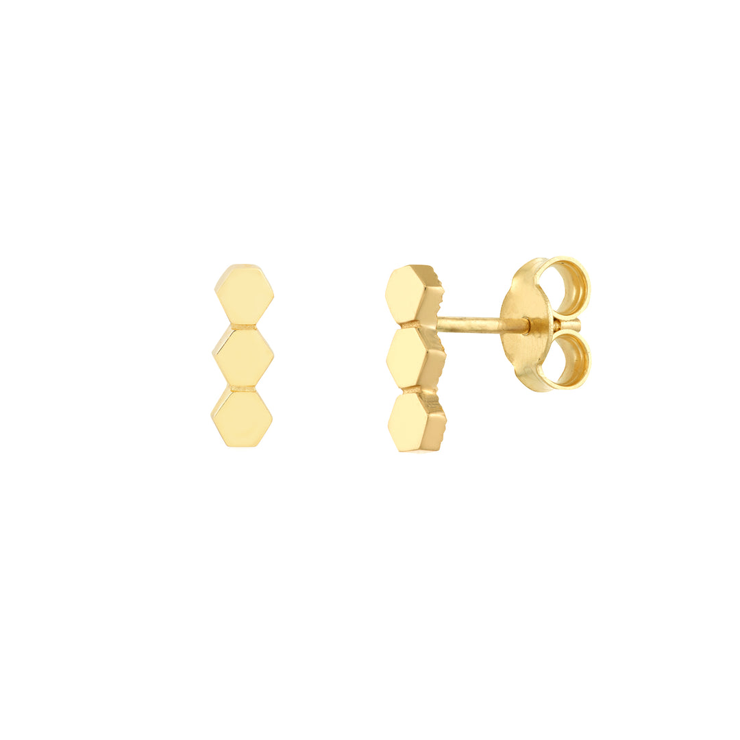 Honeycomb Bar Stud Earrings