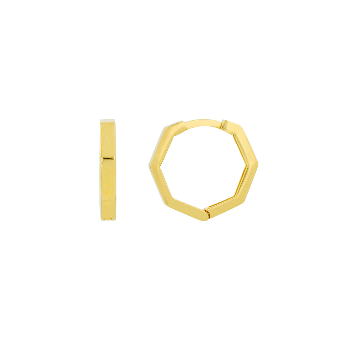 Polished Hexagon Huggie Earrings