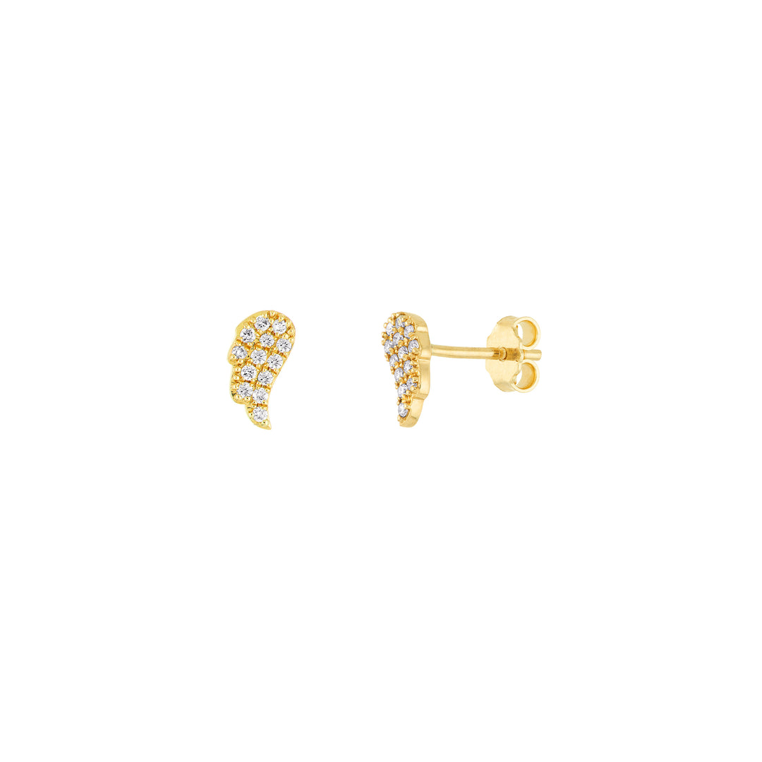 Diamond Angel Wings Micro Stud Earrings