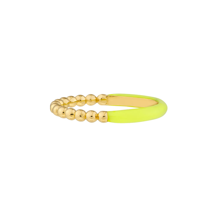 1/2 Beaded 1/2 Neon Yellow Enamel Ring