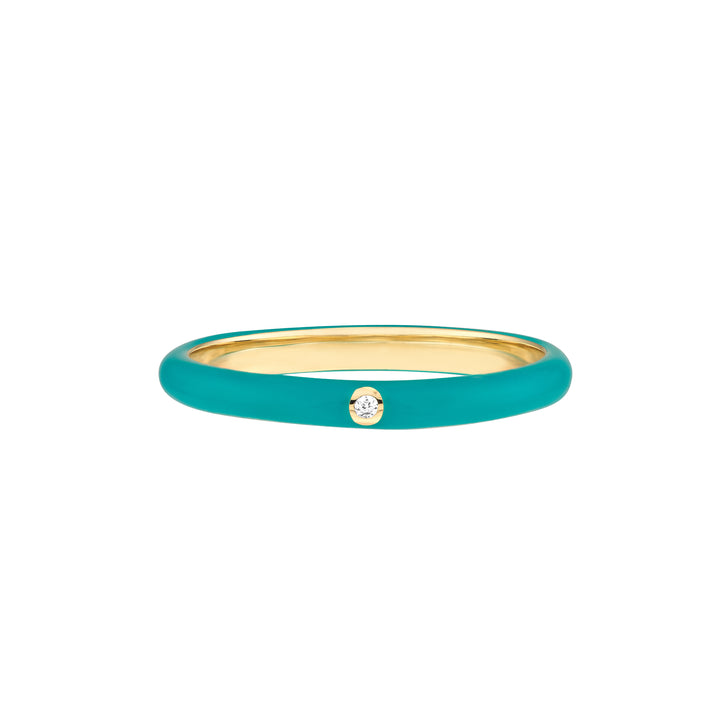 Diamond Bezel on Teal Enamel Band