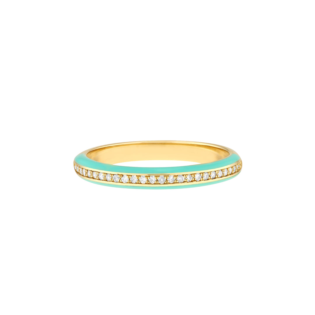 Diamond Band with Lt.Turquoise Enamel