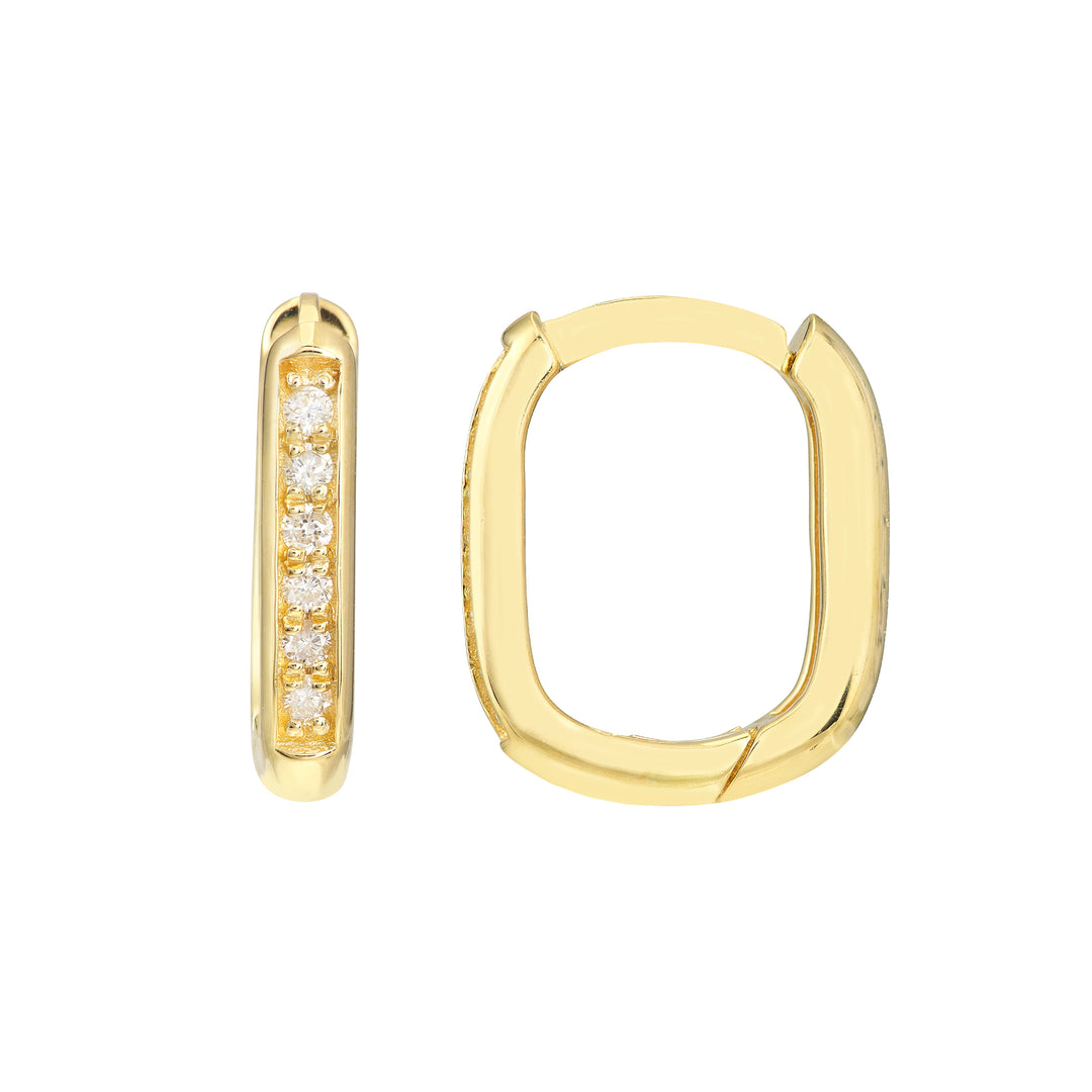 Diamond Channel 8mm Hoop Earrings