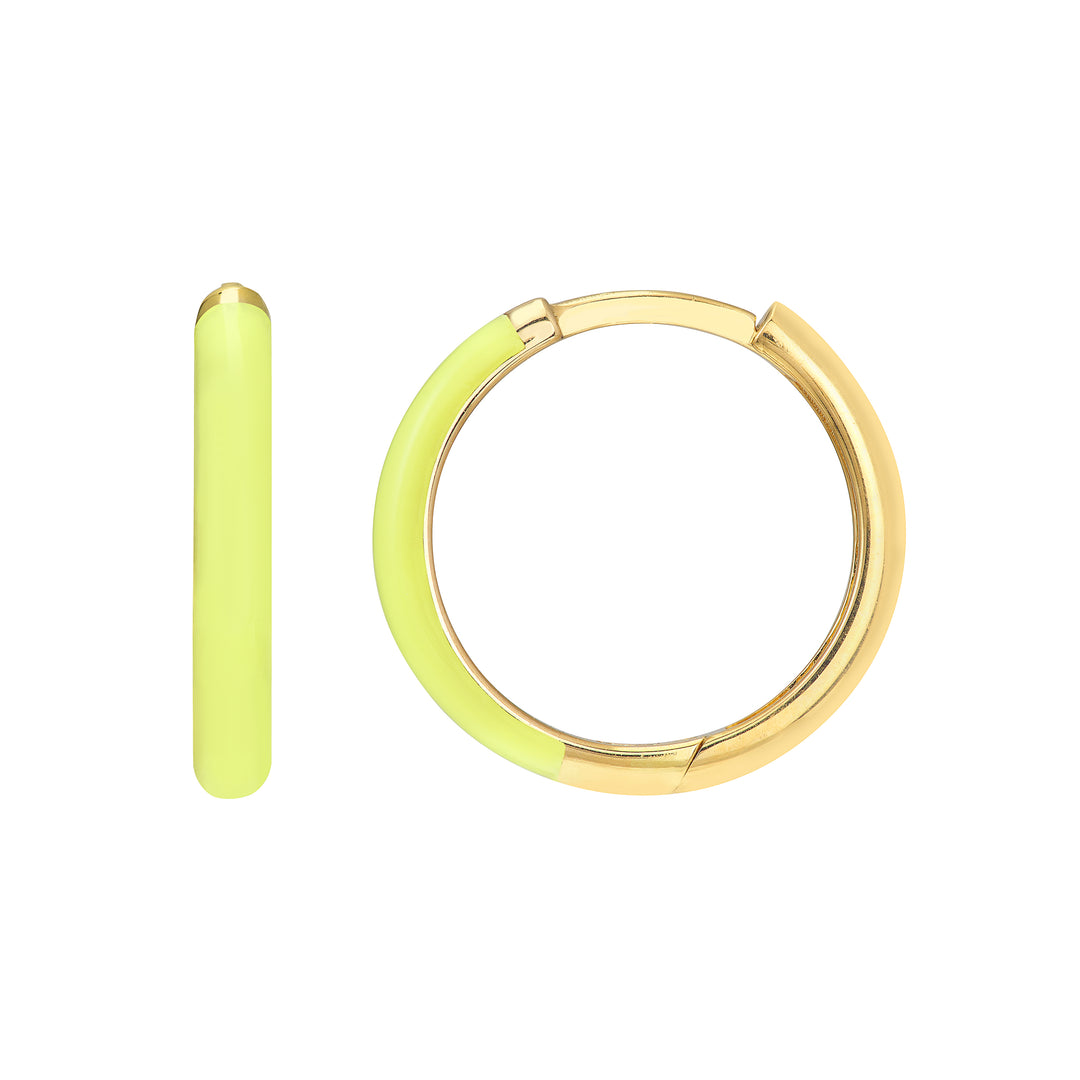 Yellow Enamel 1/2 Polished Hoops