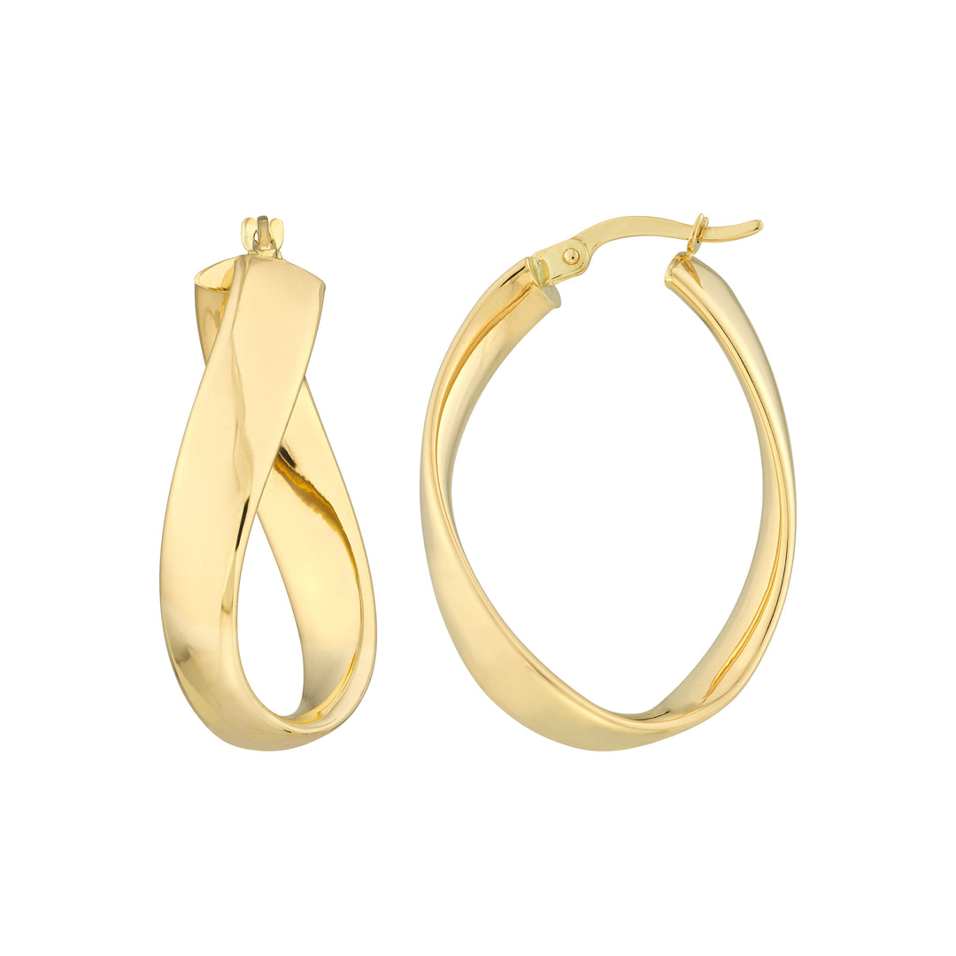 Oval Waved Polished Hoops