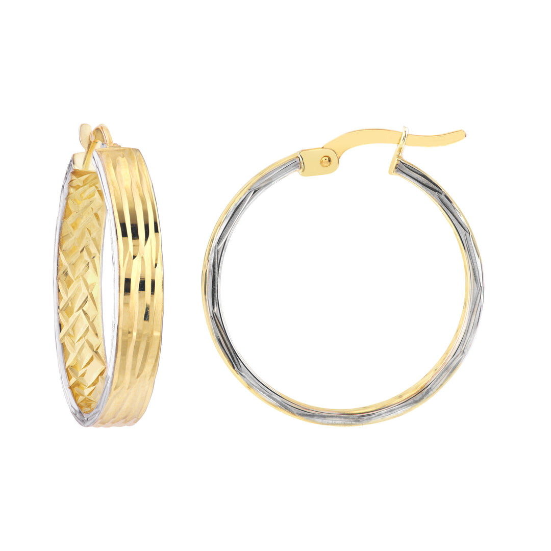 Two Tone D/C Double Side Hoop Earrings