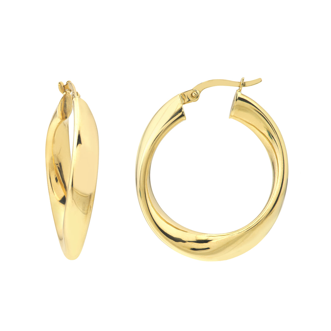 20mm Round Waved Polished Hoops