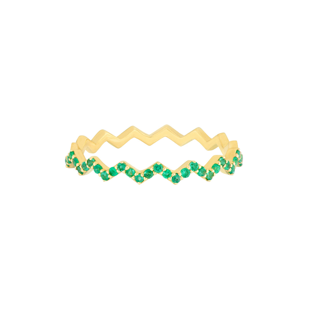 Emerald Stones Zig Zag Ring