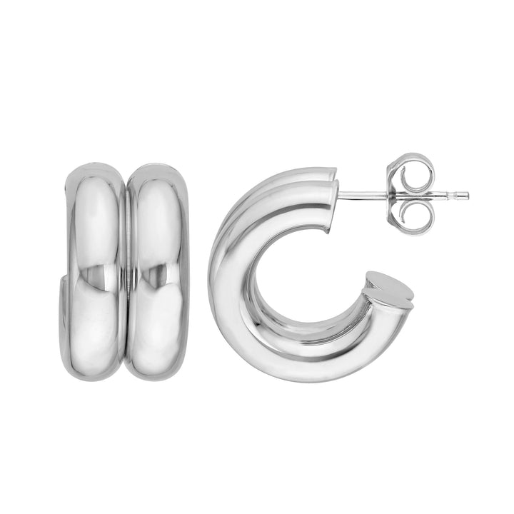 15mm Small Double Open Hoop Earrings