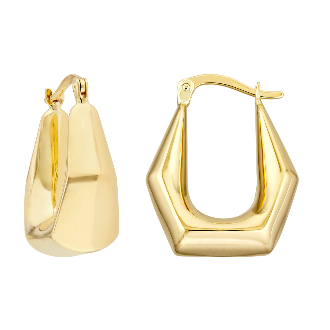 Puff Pentagon Oval Hoop Earrings