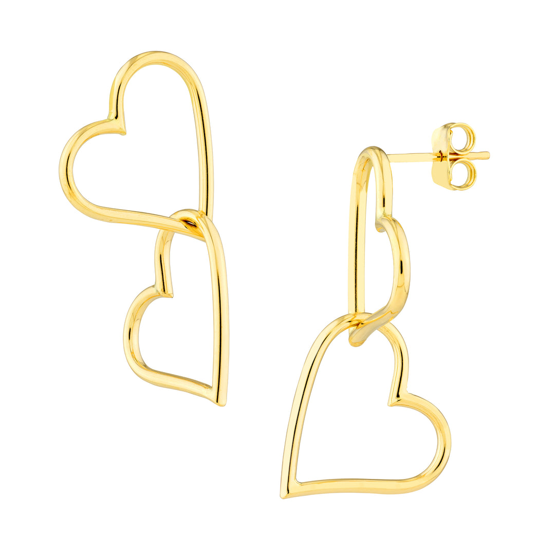 Double Open Heart Dangle Earrings