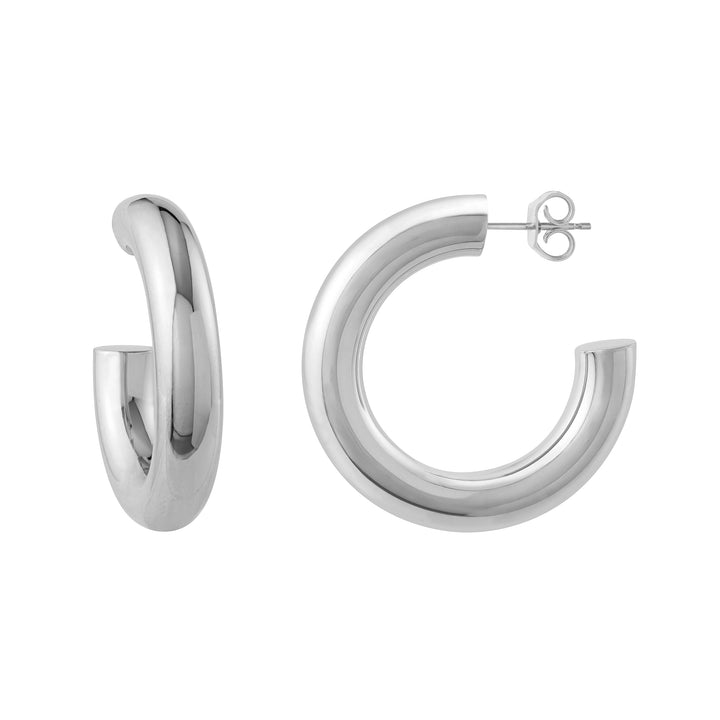 6x30mm Polished Open Hoop Earrings