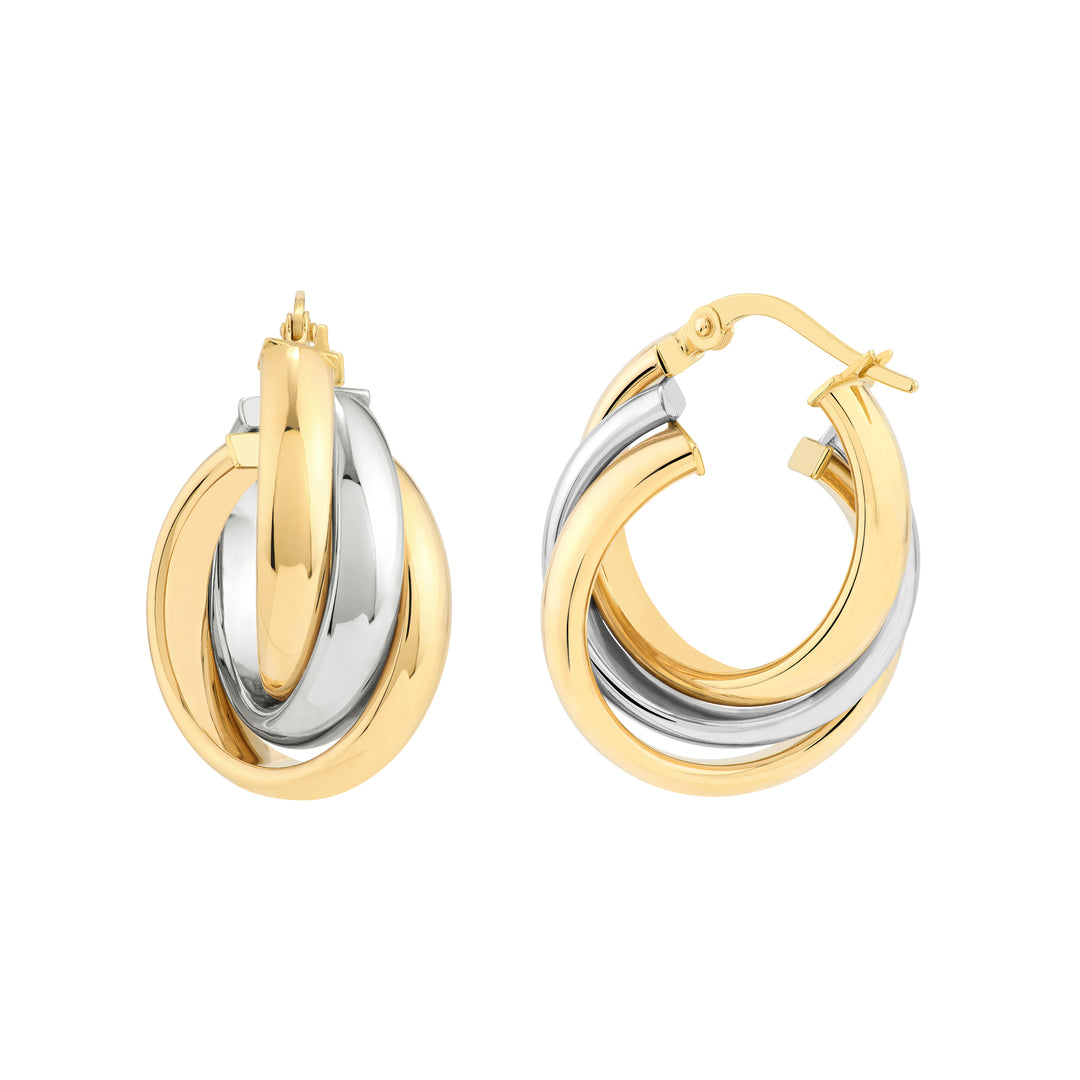 Two-Tone Love Knot Hoop Earrings